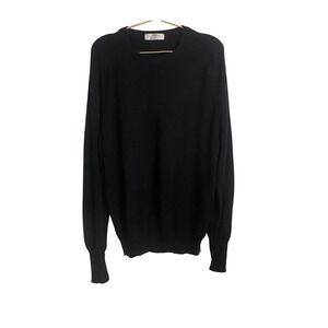 St Michael Lambswool Sweater Black Crew Neck Pure New Wool Mens XL